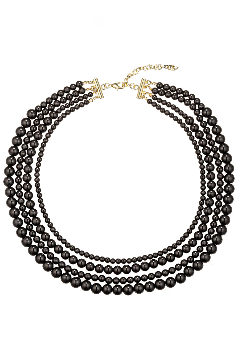 Elevate your style with a multi-strand necklace adorned with onyx agate beads, creating a bold and sophisticated statement.