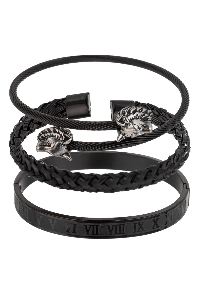 Black Leo 3 Piece Bracelet Set