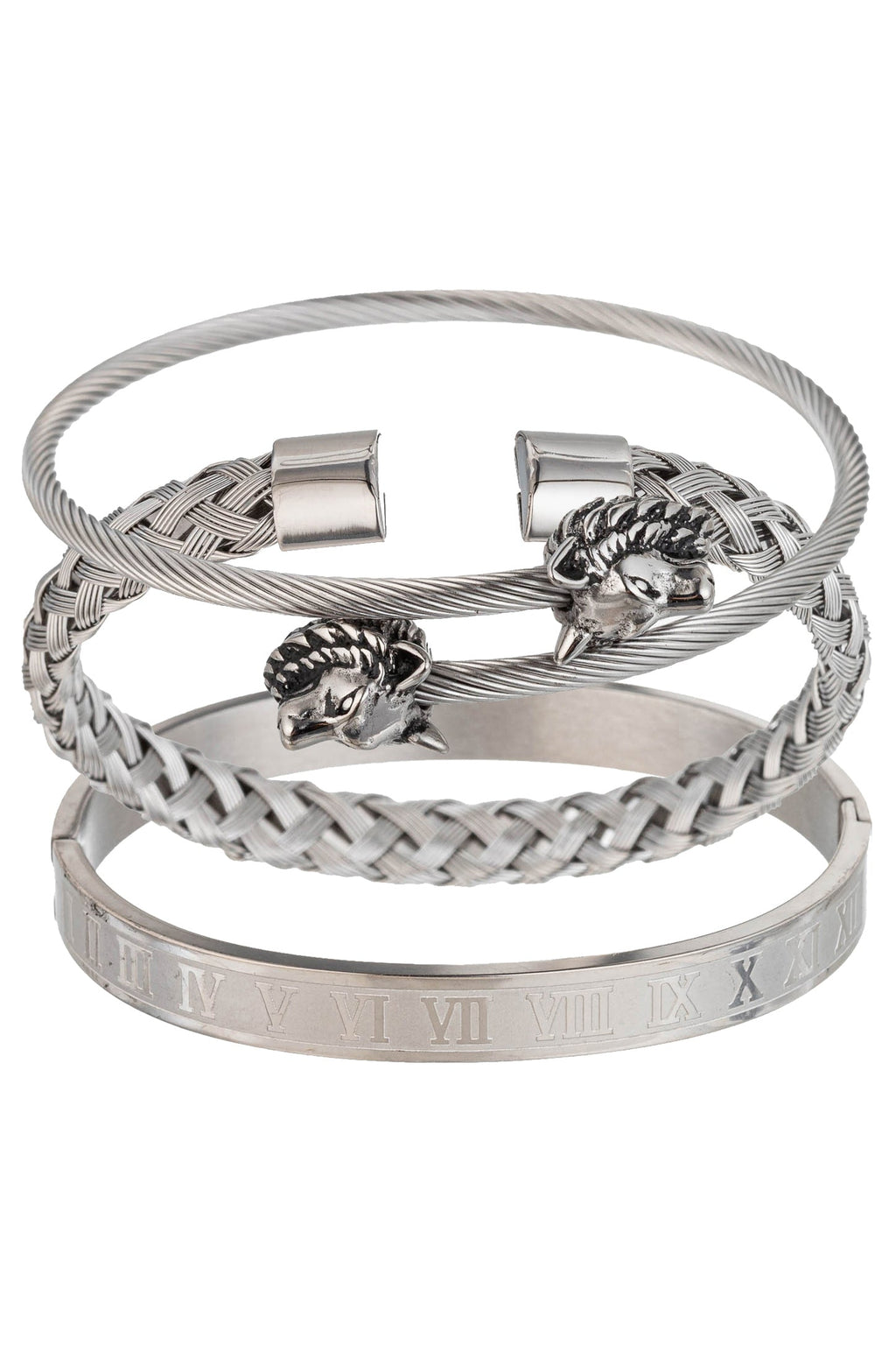 Silver Lion 3 Piece Bracelet Set – Eye Candy Los Angeles