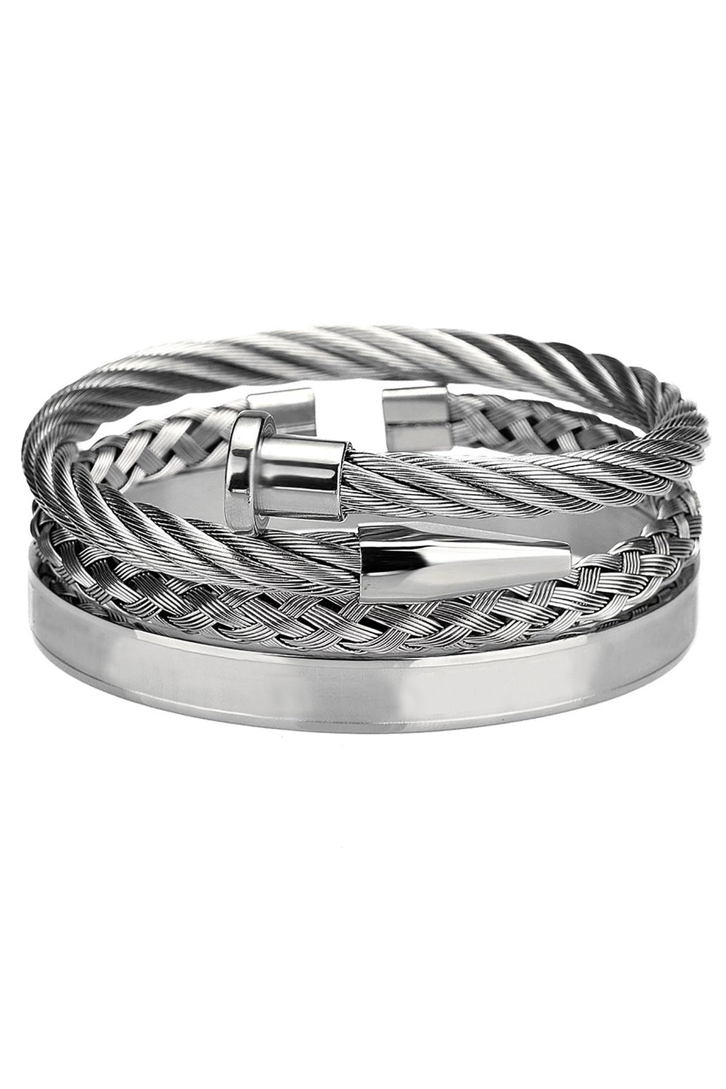 Mason Silver Tone Bracelet Set: Add a Touch of Sleek Elegance to Your Look with This Contemporary Collection.