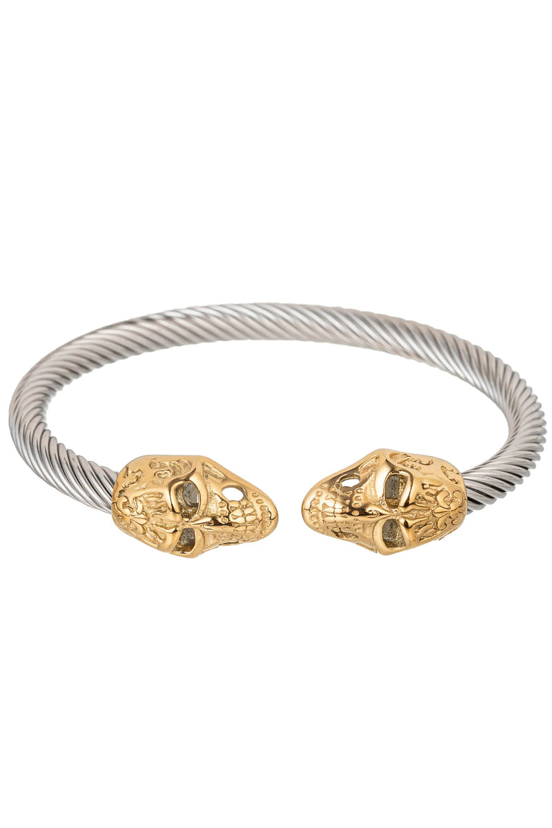 Double Head Skull GoldTitanium Bracelet