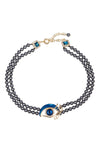 Embrace elegance with this necklace adorned with blue glass pearls, a symbol of timeless beauty