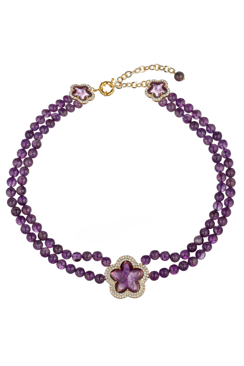 Elevate your style with this amethyst bead necklace, radiating elegance and charm