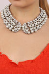 Diana Collar Necklace - Silver Pearl