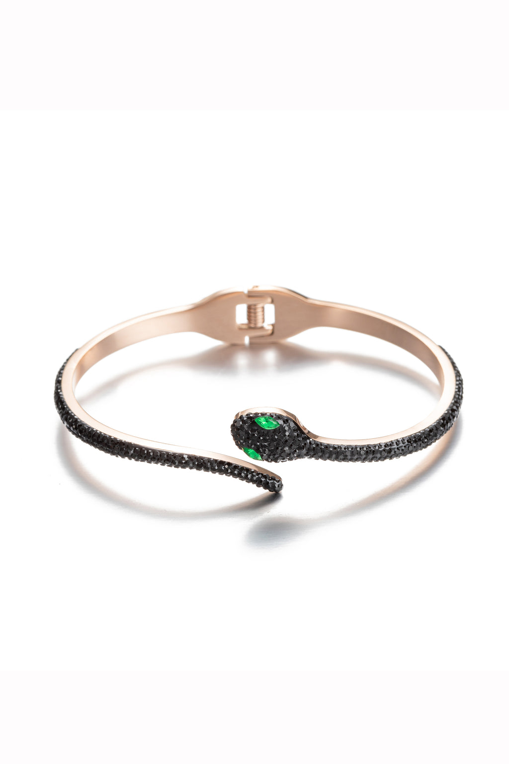 Black snake with green eyes cuff bracelet.