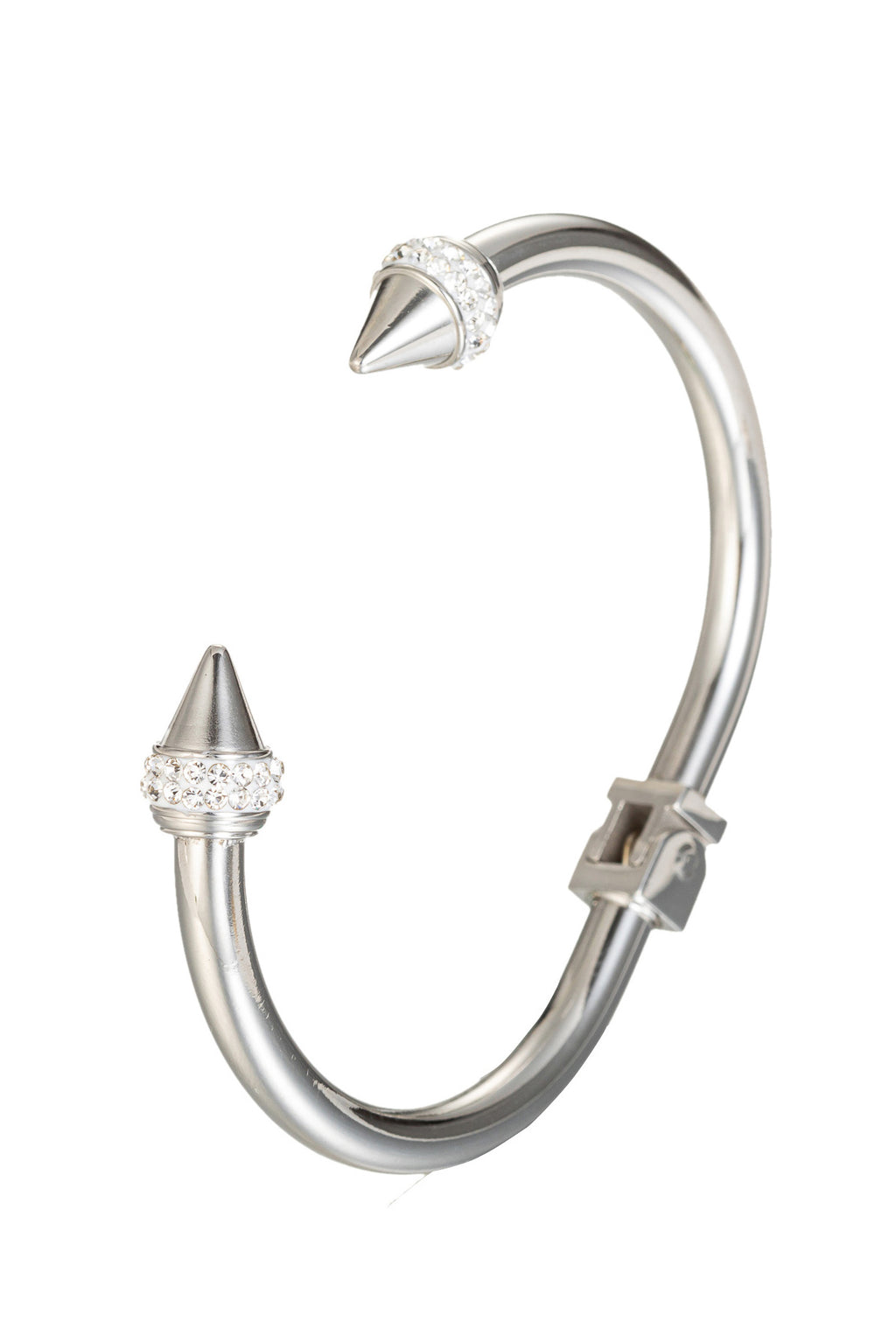 Titanium cuff bracelet studded with CZ crystals.