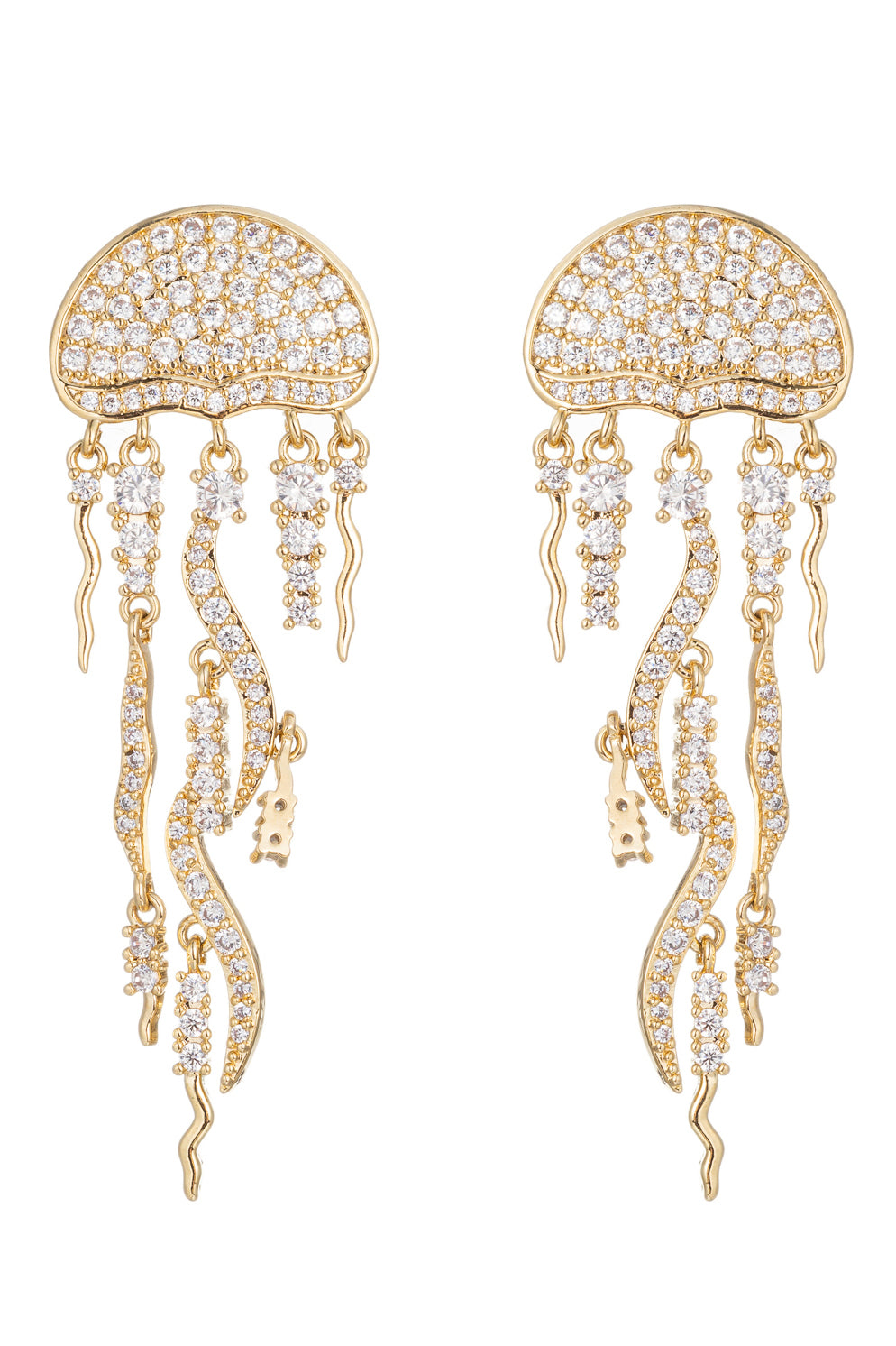 Golden Jellyfish 18K Gold Plated CZ Drop Earrings