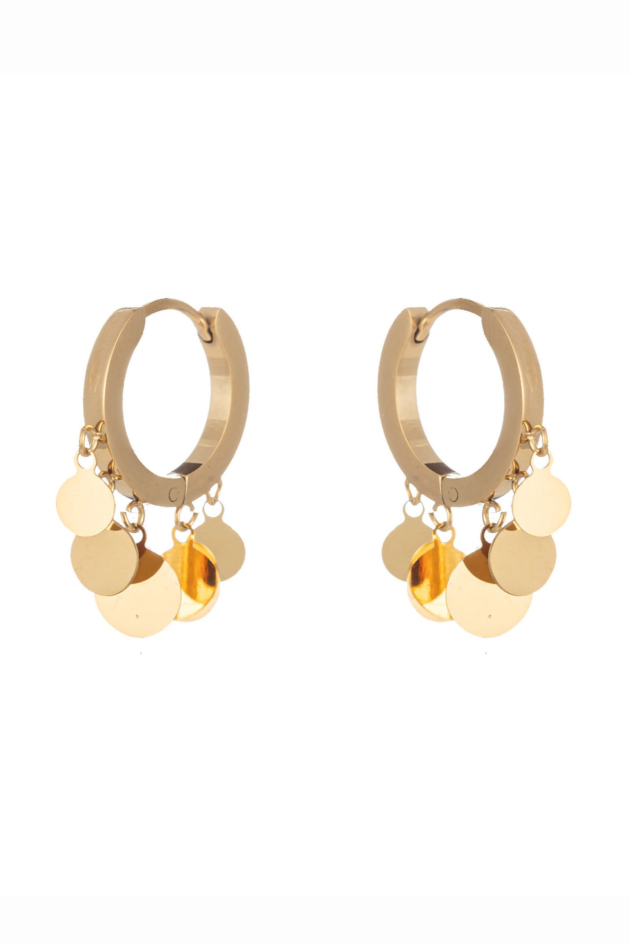 Loop fringe 24k gold plated huggie earrings.