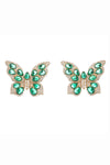 18k gold plated butterfly stud earrings studded with CZ crystals.