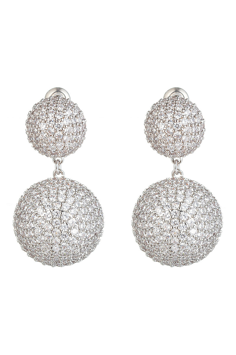 Silver statement earrings studded with CZ crystals.
