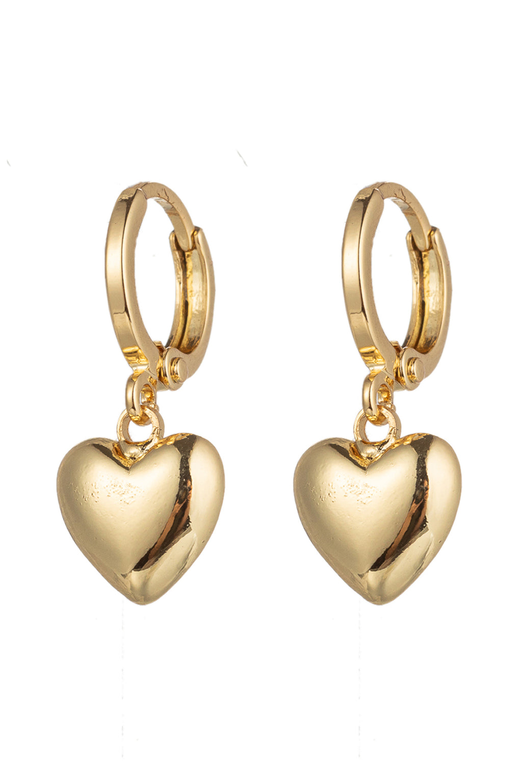 24k gold plated mini heart huggie earrings.