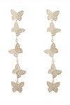 18k gold plated butterfly CZ drop earrings.