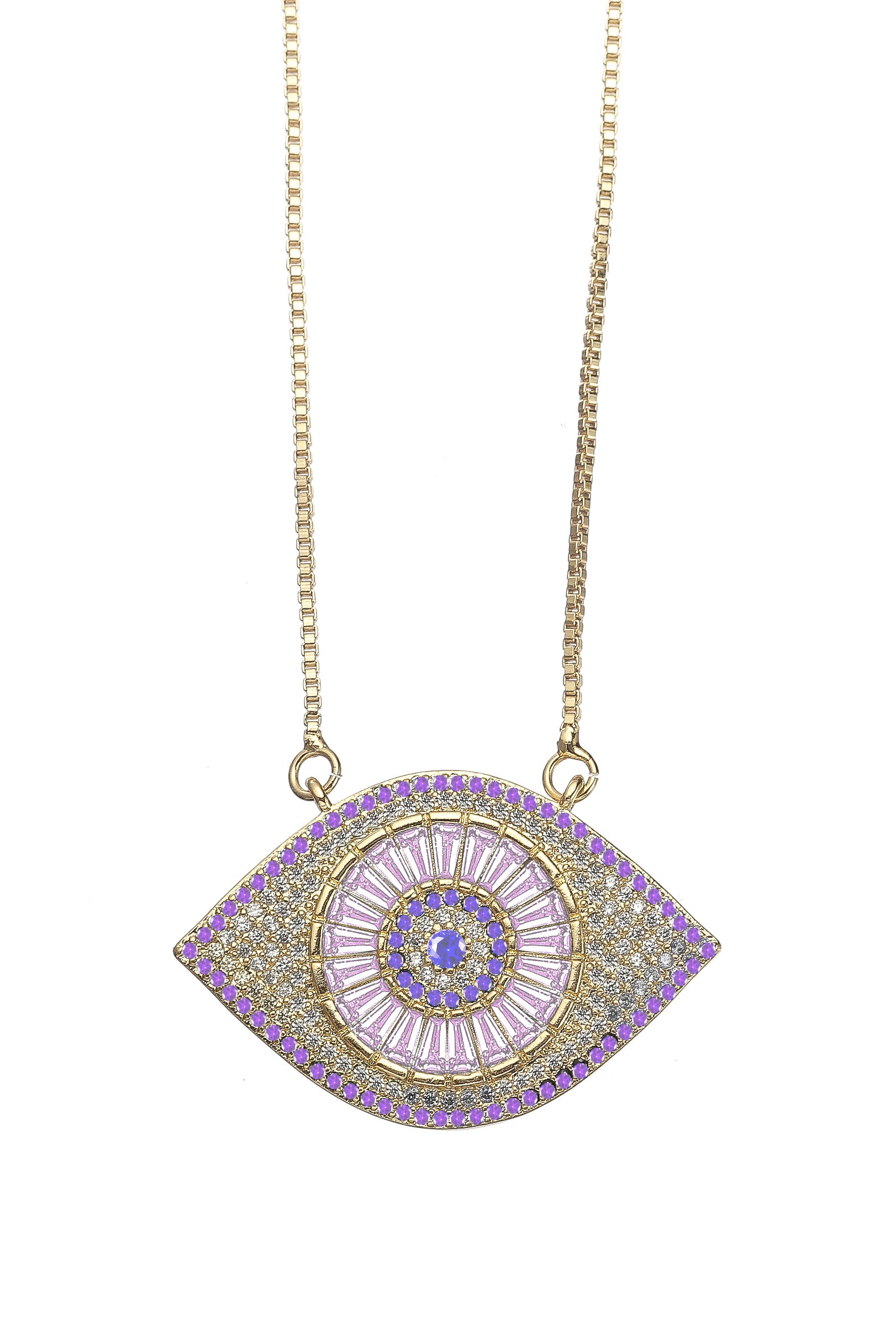 Sterling silver necklace with an 18k gold plated evil eye pendant.