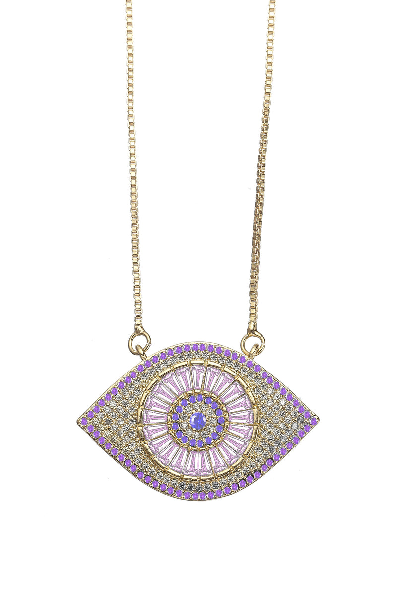 Sterling silver necklace with an 18k gold plated evil eye pendant.