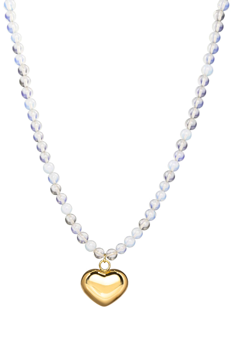 Opal Heart Beaded Necklace