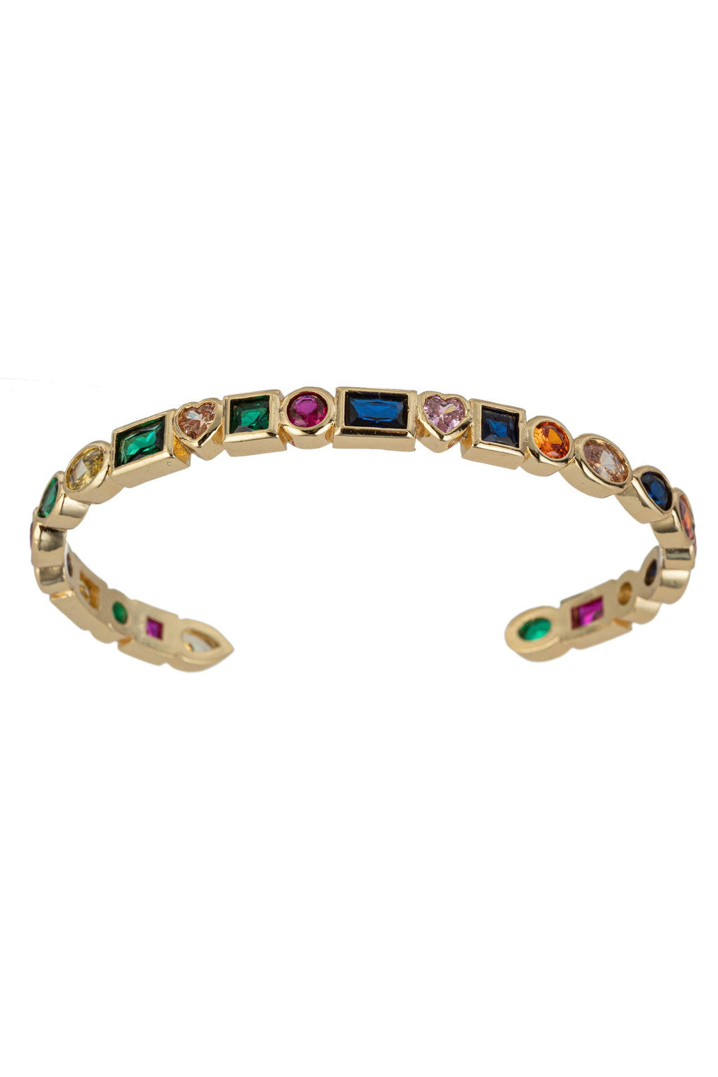 Emily Rainbow Cubic Zirconia Cuff Bracelet: Where Elegance Meets Radiance.