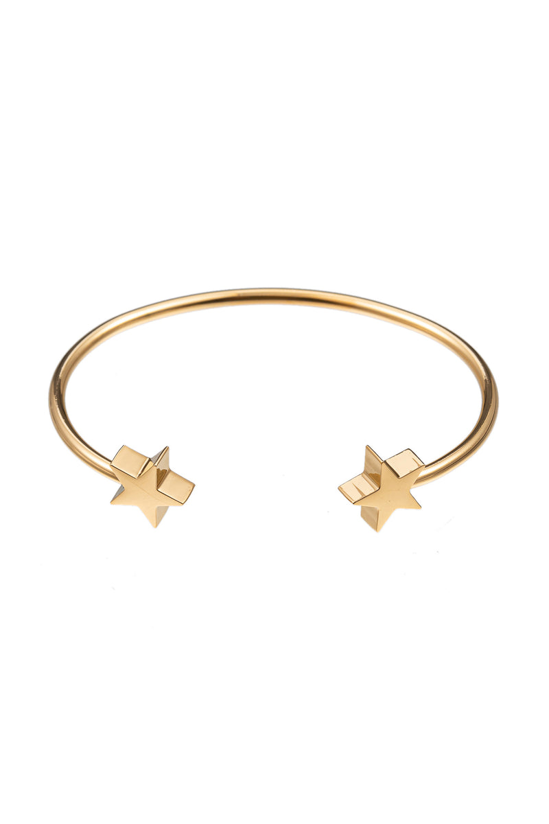 14k gold plated double star cuff bracelet.