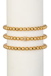 3 piece "E" initial titanium beaded bracelet set studded with CZ crystals.