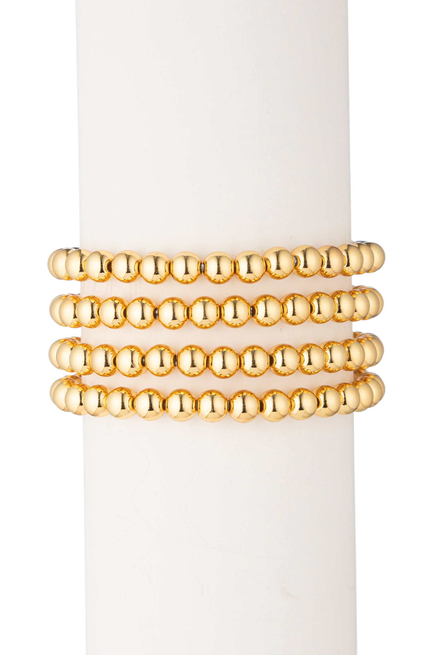 Gold 6mm Beaded Bracelet 4-Piece-Set - Sophia