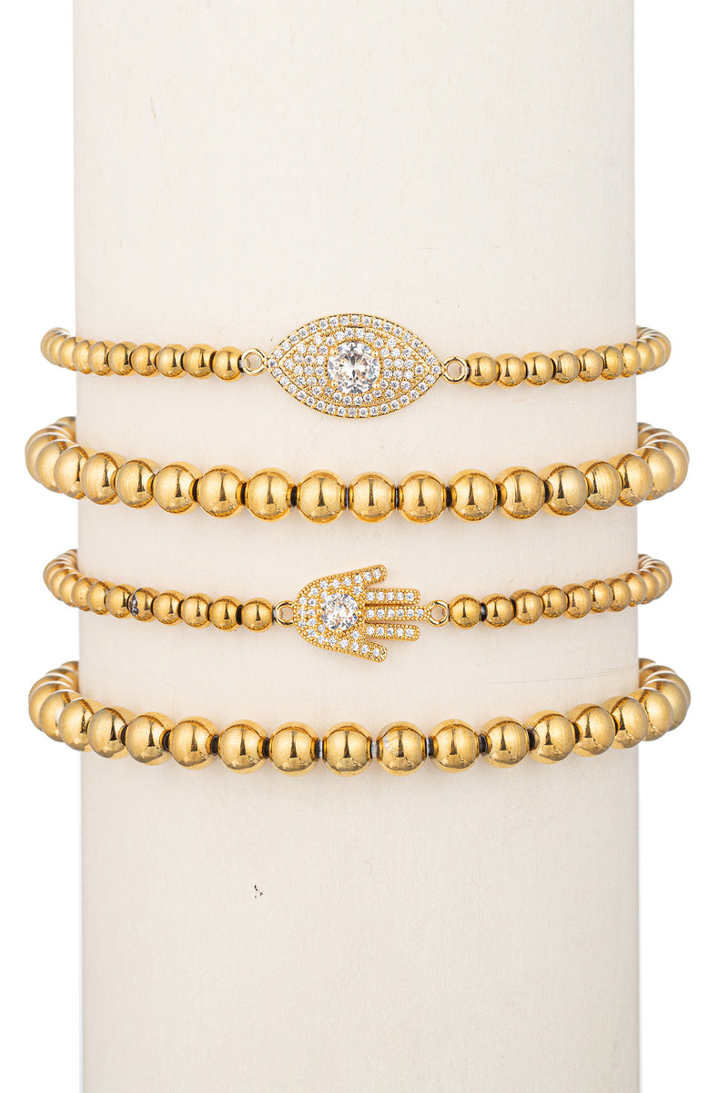 Women's Evil Eye Hamsa Gold Bracelets (4 Piece Set) - Heena