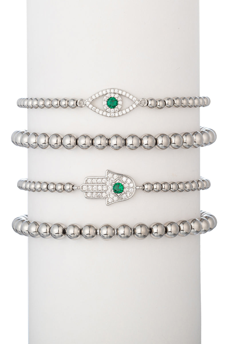Heena Evil Eye Hamsa Gold Bracelet Set