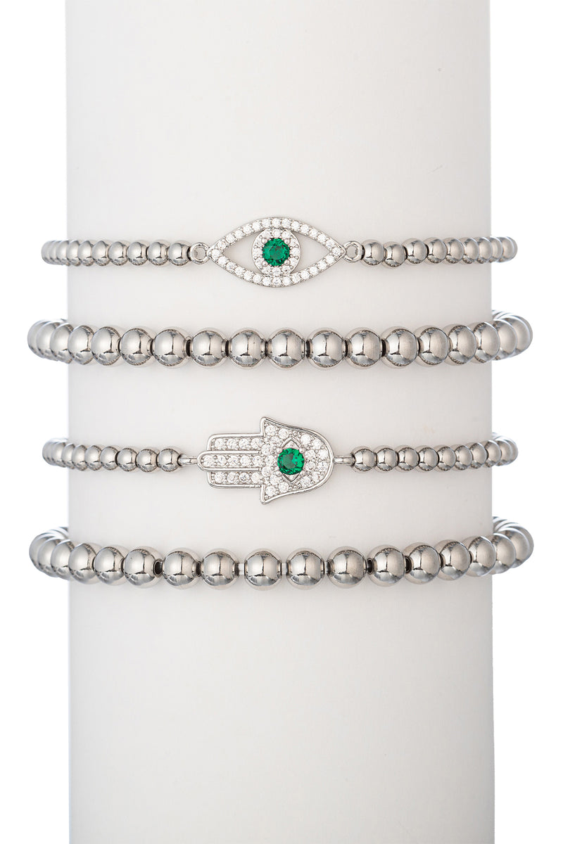 Heena - Bracelet Set - Silver/Green