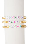 Strength, Faith, Focus Lettering Beaded Bracelet, 3-Piece-Set