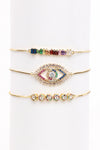 Rainbow CZ  3 Piece Bolo Bracelet Set 