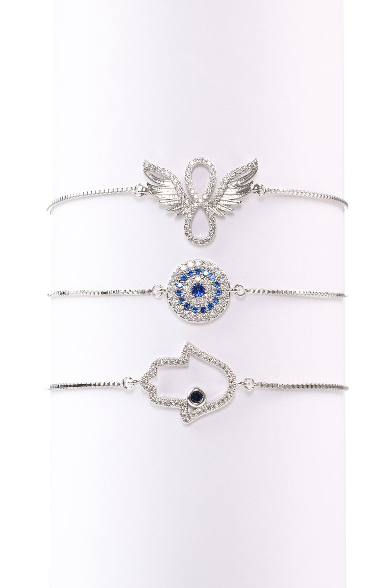 Silver Hamsa Evil Eye Bracelet - Sarita