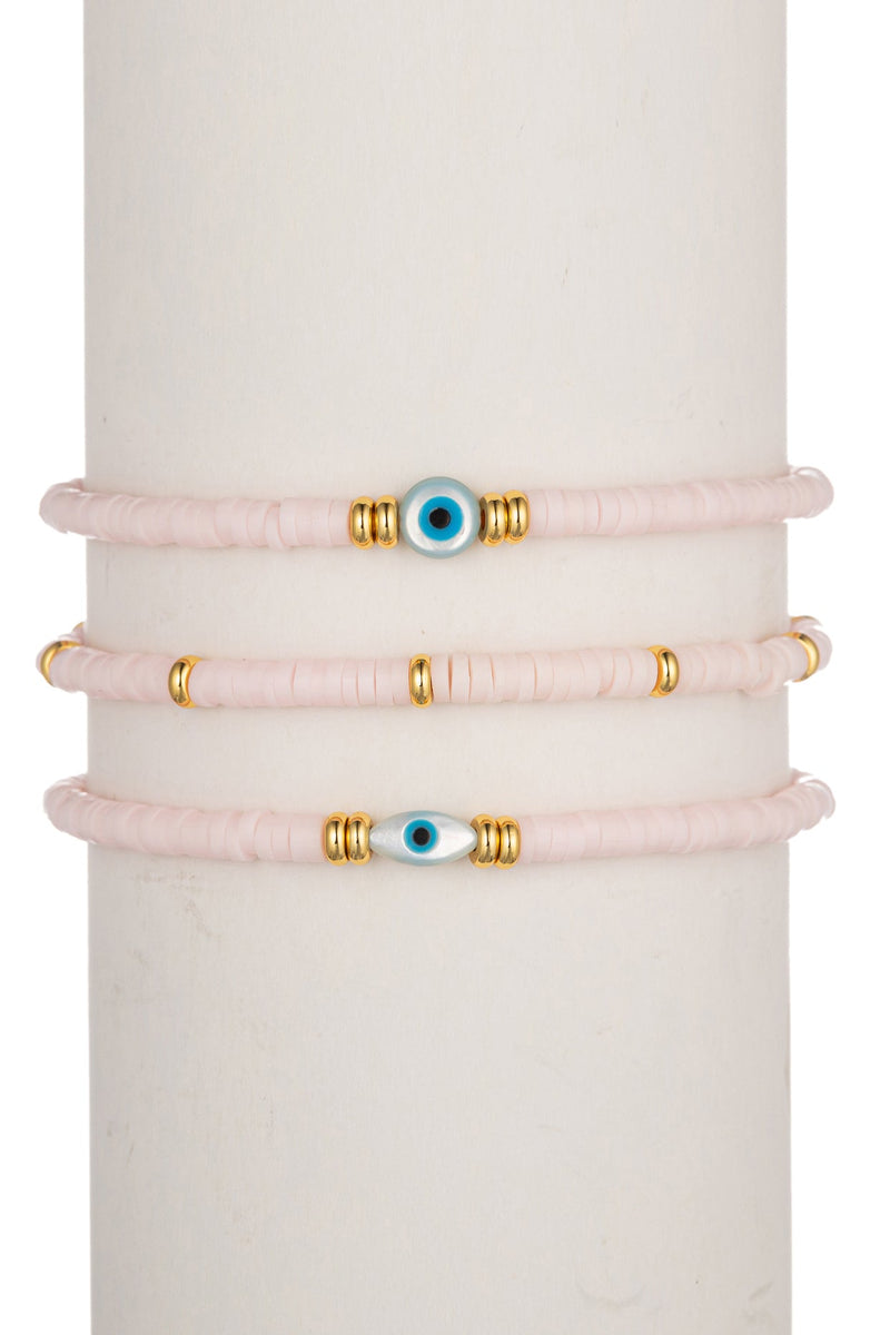 Olivia Pink Double Eye Bracelet Set: Elevate Your Style with Elegance and Glamour.