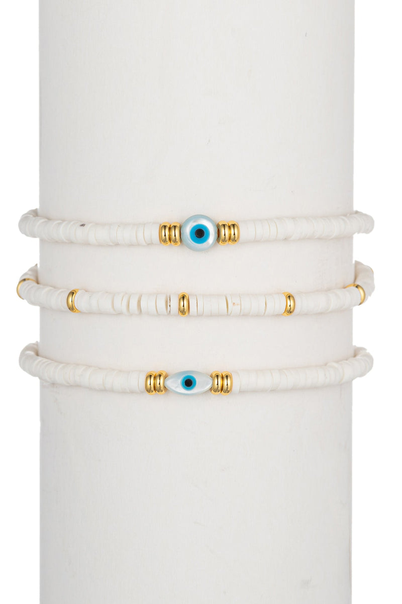 Olivia White Double Eye Bracelet Set: Elegant and Alluring Accessories.