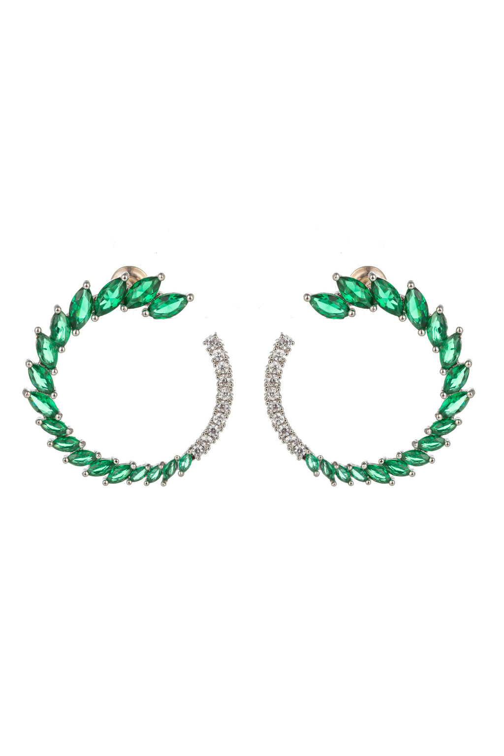 Roman green dangle earrings studded with CZ crystals.