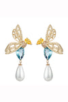 18k gold plated bee earrings with shell pearls.