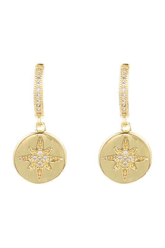 14k gold plated brass North Star earrings.