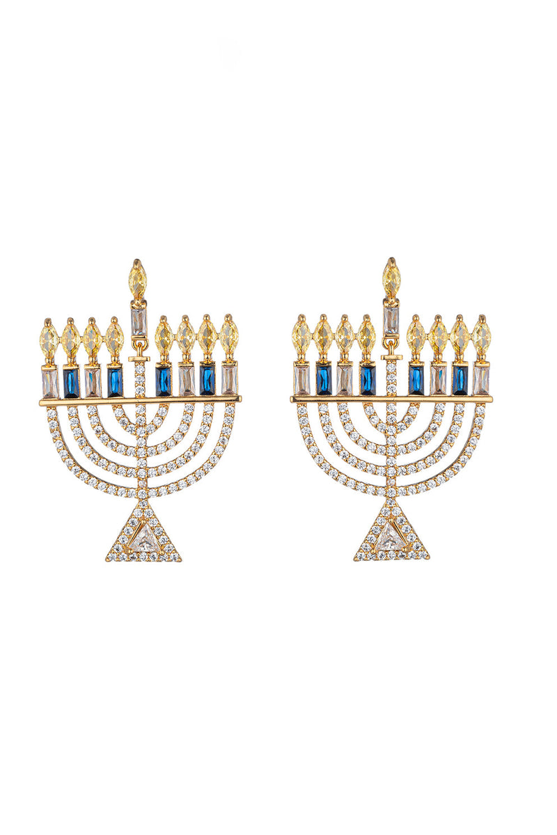 Happy Hannukah Menorah Drop Earrings