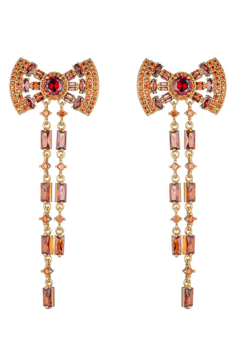Red Bow Cubic Zirconia Drop Earrings: Elegant Accents for Any Occasion.