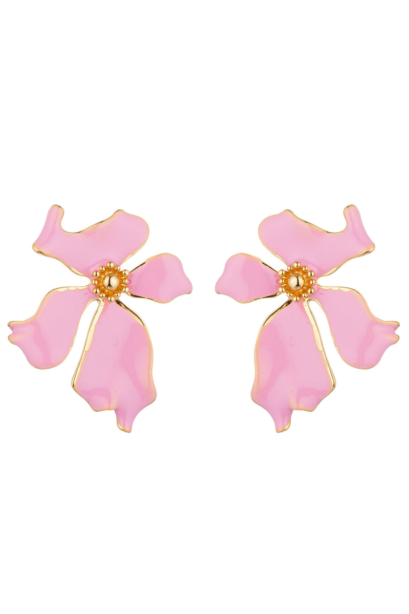 Parisa Pink Enamel Floral Earrings: Blossoming Beauty in Every Petal.