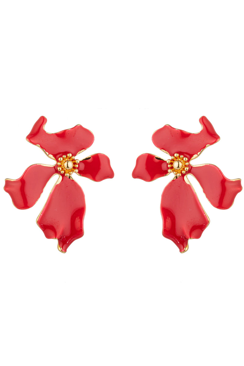 Olivia Red Flower Earring