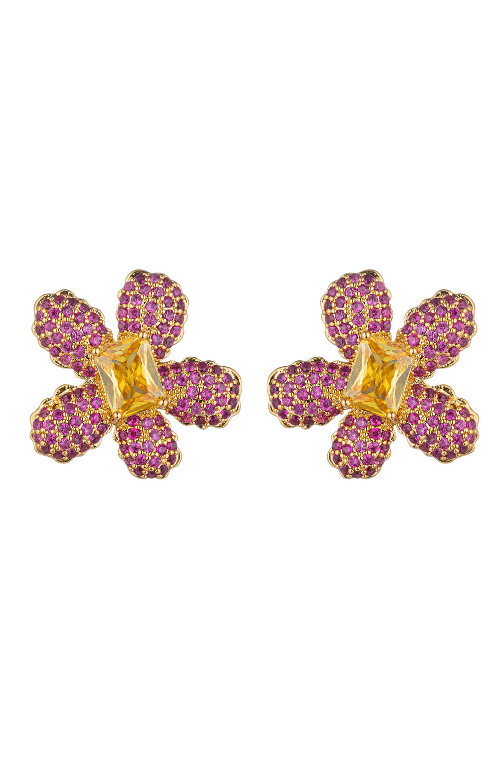 Jade Purple Cubic Zirconia Large Stud Earrings: Radiant Elegance in Every Glint.