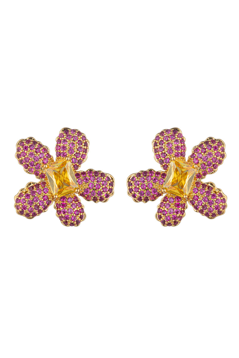 Jade Purple Cubic Zirconia Large Stud Earrings: Radiant Elegance in Every Glint.