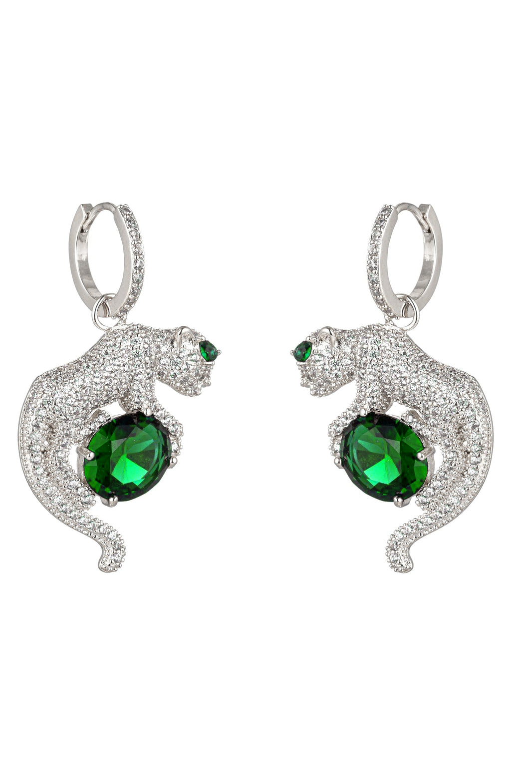 Vert Leopard Green CZ Drop Earrings