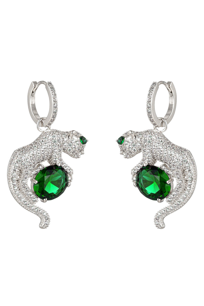Vert Leopard Green CZ Drop Earrings