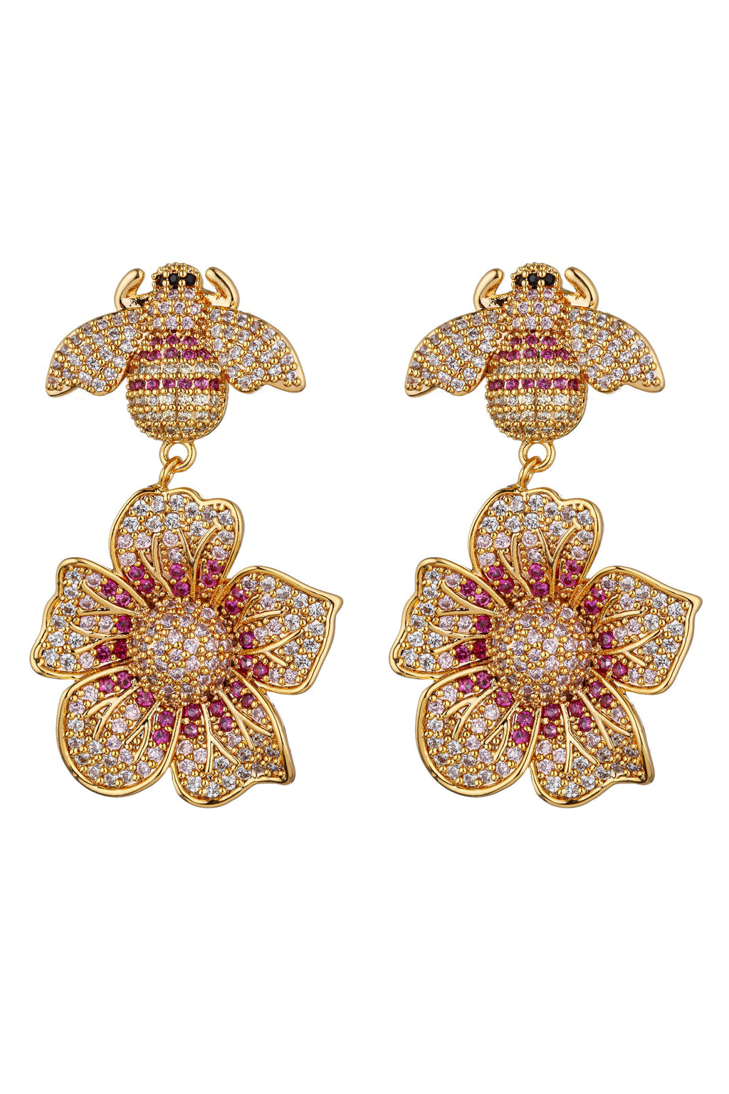 Bee My Flower Cubic Zirconia Drop Drop Earrings