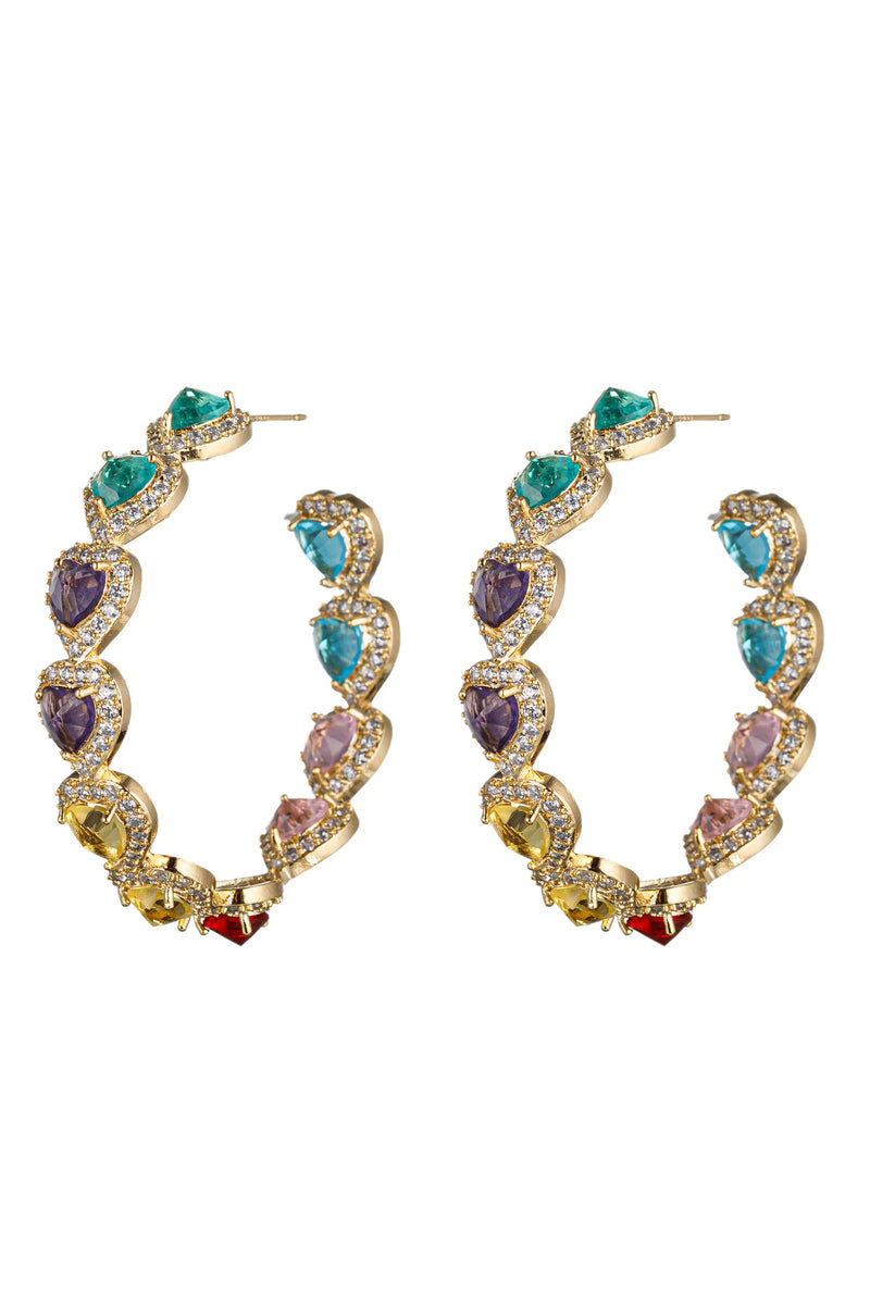 Daria Heart Rainbow 18K Gold Plated CZ Earring