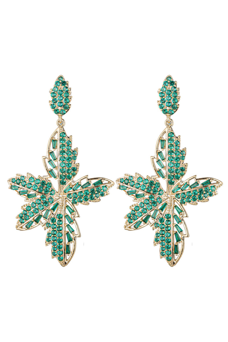 Roxana Green Flower 18K Gold Plated CZ Drop Earring