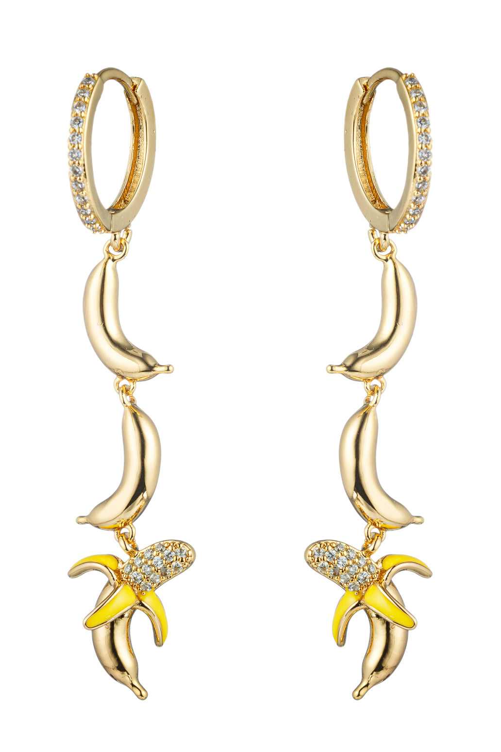 Shirin's Sunshine Glow: Yellow Banana 18K Gold Plated Cubic Zirconia Earring