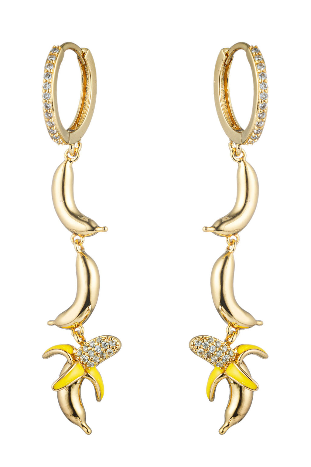 Shirin's Sunshine Glow: Yellow Banana 18K Gold Plated Cubic Zirconia Earring