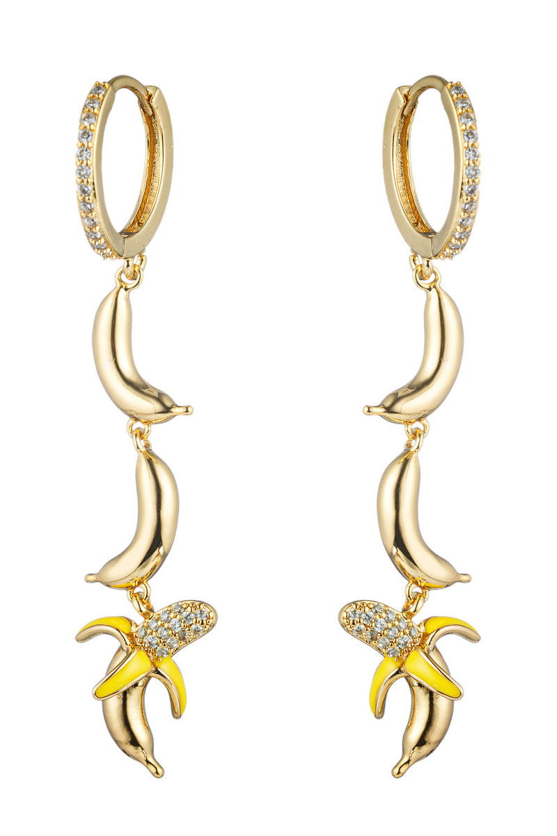 Shirin's Sunshine Glow: Yellow Banana 18K Gold Plated Cubic Zirconia Earring