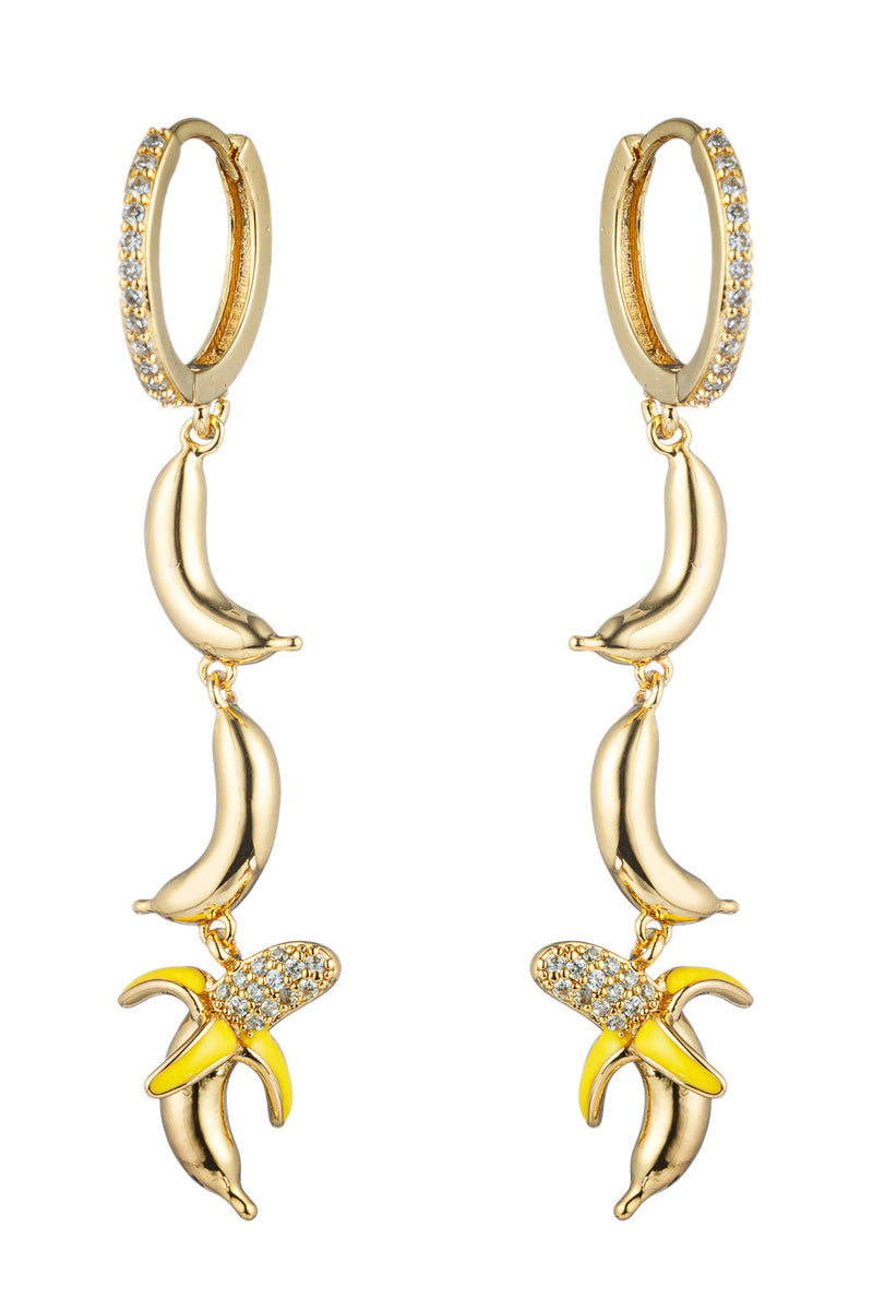 Shirin's Sunshine Glow: Yellow Banana 18K Gold Plated Cubic Zirconia Earring