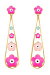 Neda Pink Flower 18K Gold Plated Drop Earrings